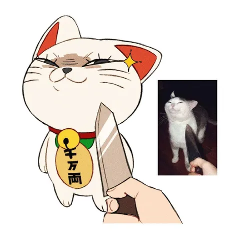 招き猫と本物の猫