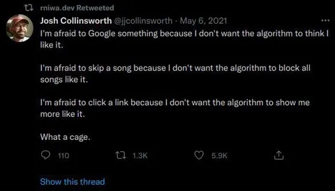 Algorithm Fear Cage Tweet