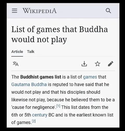 List of Games Buddha Would Not Play