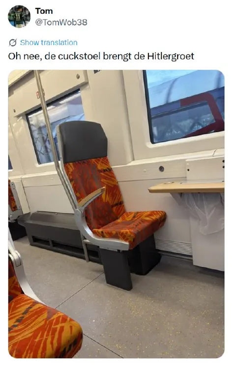 De stoel brengt de Hitlergroet