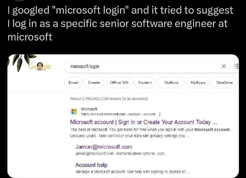 Google Suggests Microsoft Engineer Login