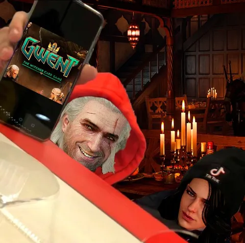 Geralt Plays Gwent at Dinner