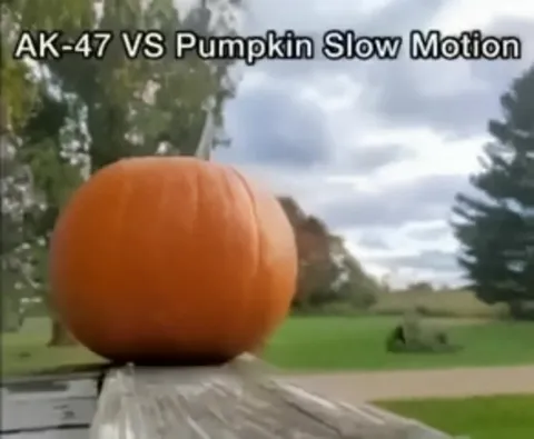 AK-47 Versus Pumpkin Slow Motion