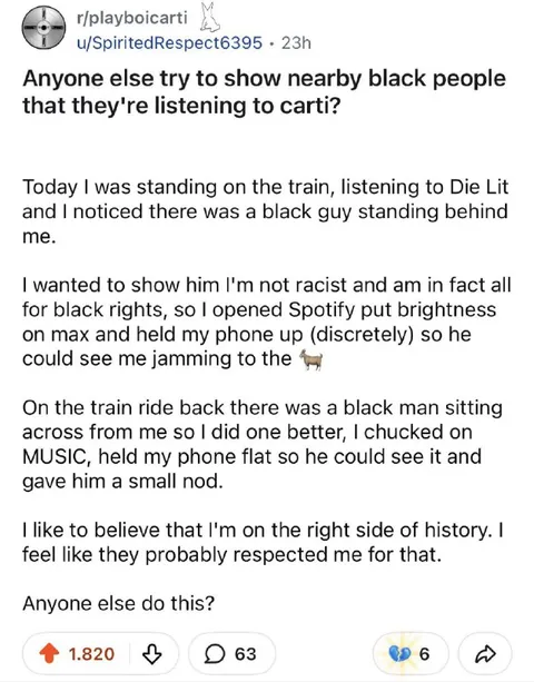 Showing Carti to Black People