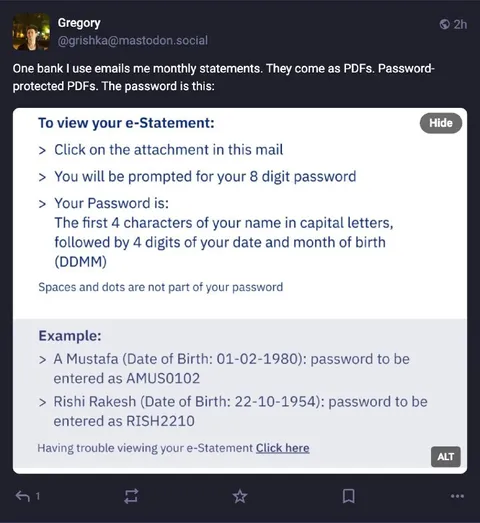 Bank Password Security