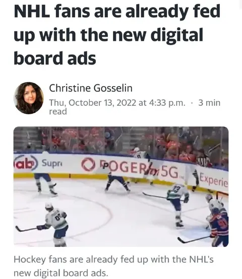 NHL Fans Hate Digital Ads
