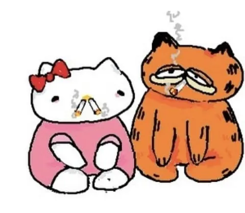 Hello Kitty и Гарфилд курят