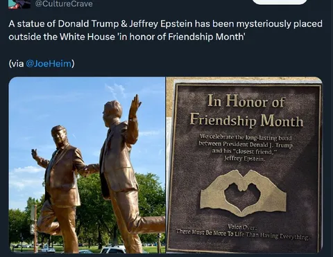 Trump Epstein Friendship Statue