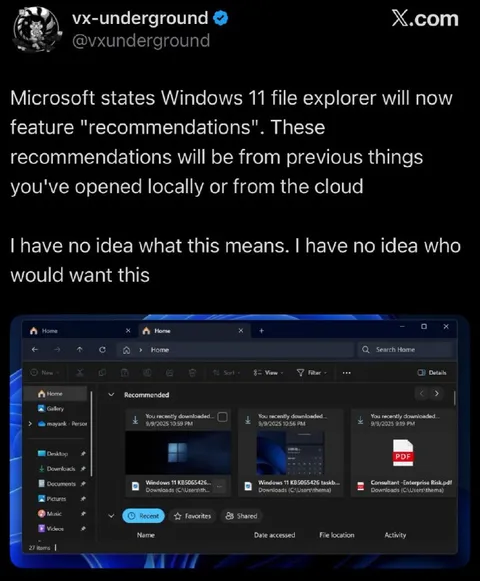 Windows Explorer Recommendations