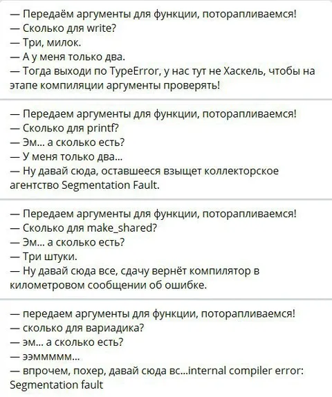 Аргументы для функции и Segmentation Fault