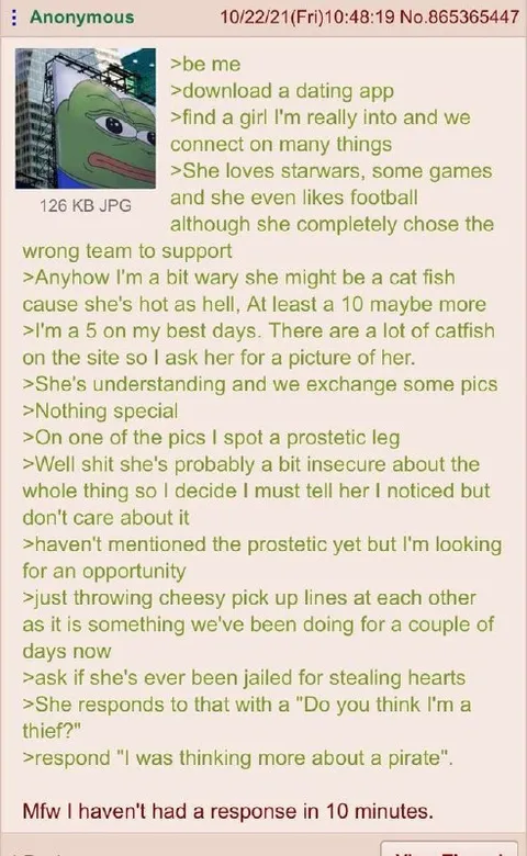 Dating App Prosthetic Leg Pickup Line