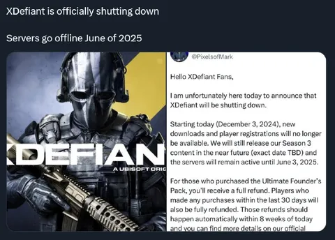 XDefiant Shutting Down Announcement