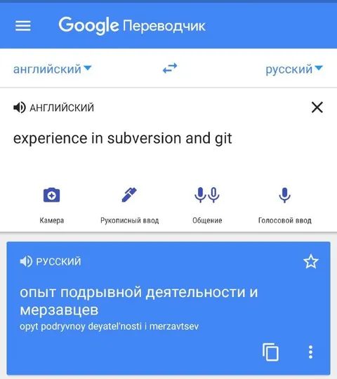 Google Переводчик про подрывную деятельность