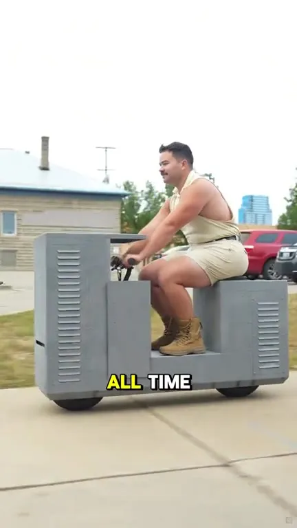 Man Rides a Giant E-Bike