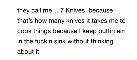 Seven Knives in the Sink