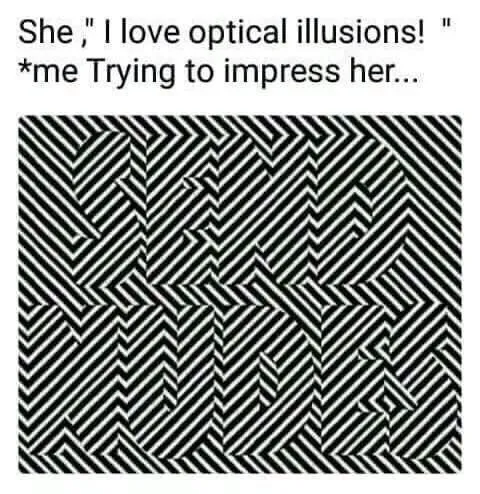 Trying to Impress Her with Optical Illusions