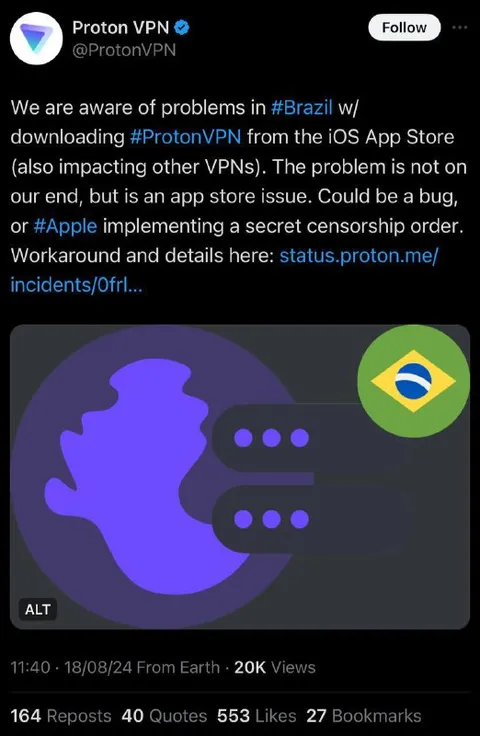 Brazil VPN Censorship Notice