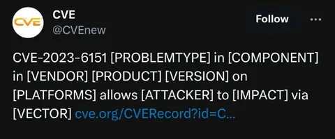 CVE Vulnerability Template Tweet