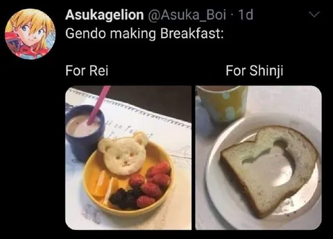 Gendo Makes Breakfast for Rei and Shinji