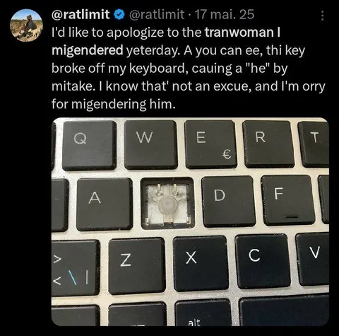 Broken Keyboard Misgendering Apology