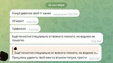Тревожная переписка про телеграм-канал