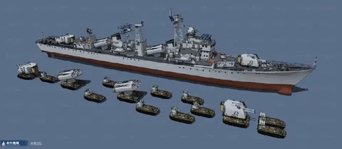 Корабль среди танков