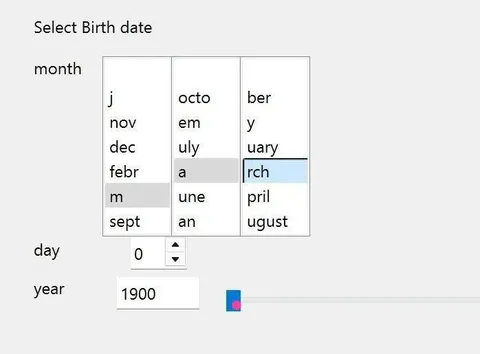 Broken Birth Date Selector