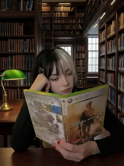 Girl Reading Modern Warfare