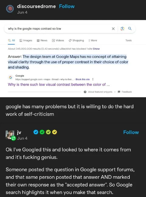 Google Self-Criticism Search Result