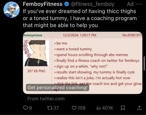 Femboy Gets a Toned Tummy