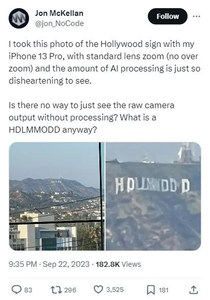 Hollywood Sign AI Processing Fail