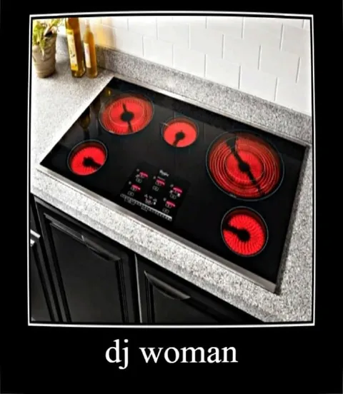 DJ Woman Stove Turntables