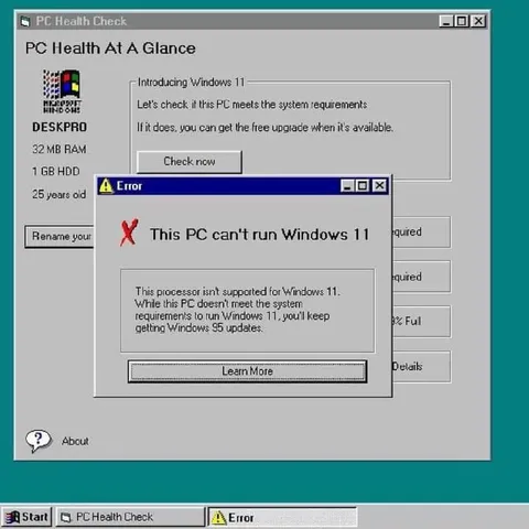 Windows 95 Can't Run Windows 11