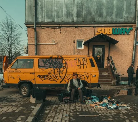 Homeless Man Outside Subway