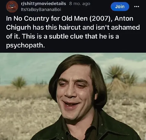 Anton Chigurh's Psychopath Haircut