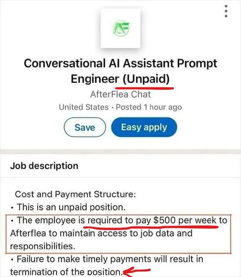 Unpaid AI Job That Costs $500 Weekly