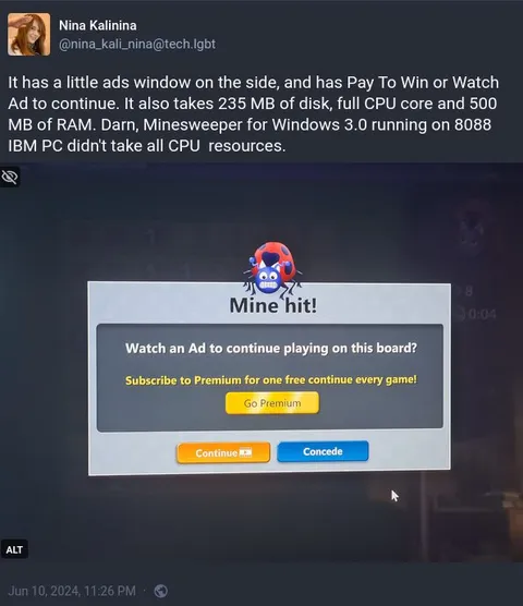 Minesweeper Pay-to-Win Ad