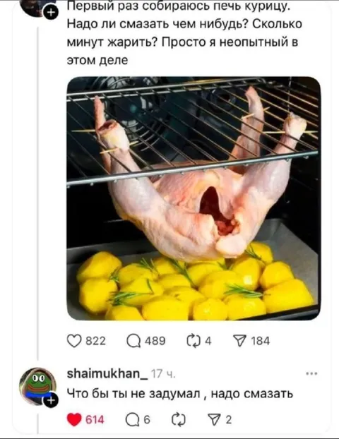 Неопытный повар и курица