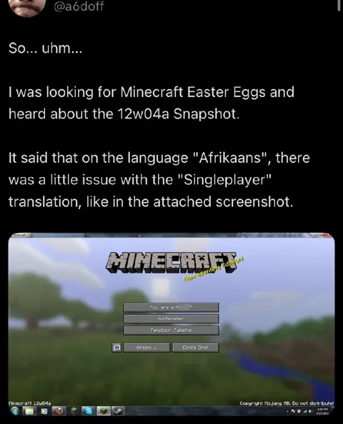 Minecraft Afrikaans Translation Bug