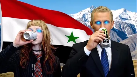 Монстры на фоне сирийского флага
