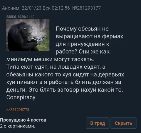 Обезьяны не работают на фермах