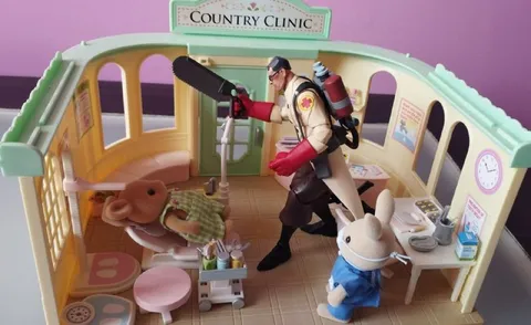 Medic Treats a Toy Patient