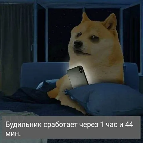 Будильник через час и 44 минуты