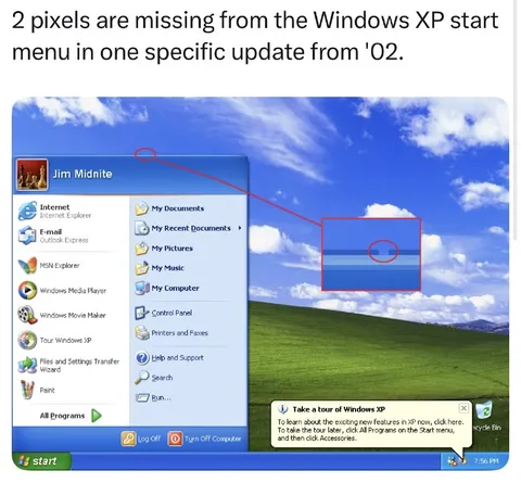 Two Missing Pixels in Windows XP