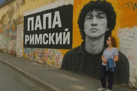 Папа Римский на стене Цоя