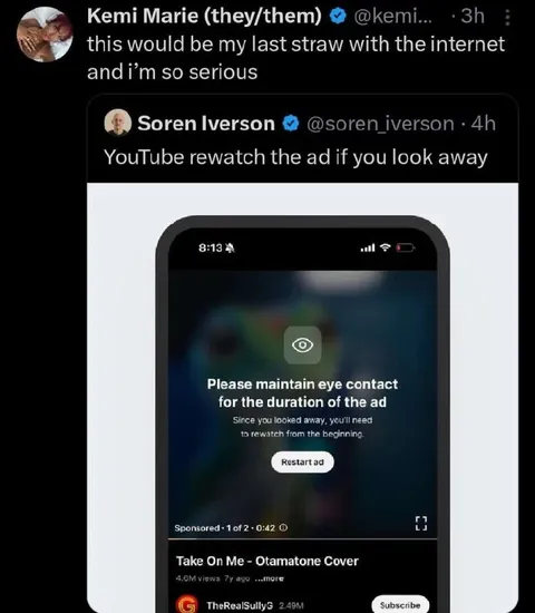 YouTube Rewatch Ad If You Look Away
