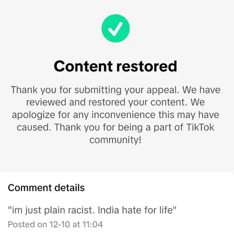 Racist Comment Gets Restored