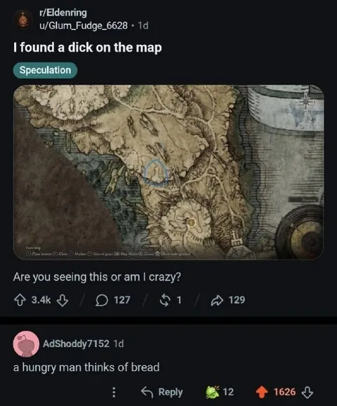 Hungry Man Sees Bread on Map