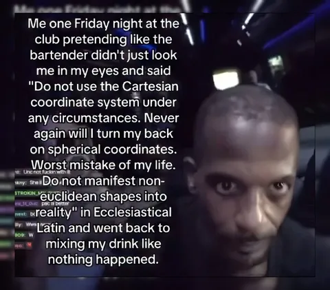Bartender Rejects Cartesian Coordinates