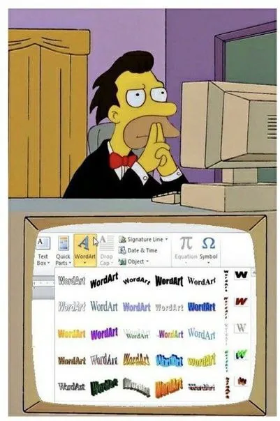 Когда пытаешься выбрать WordArt